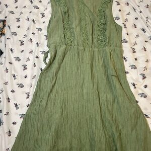 JJs House Green Ruched Midi Sundress
